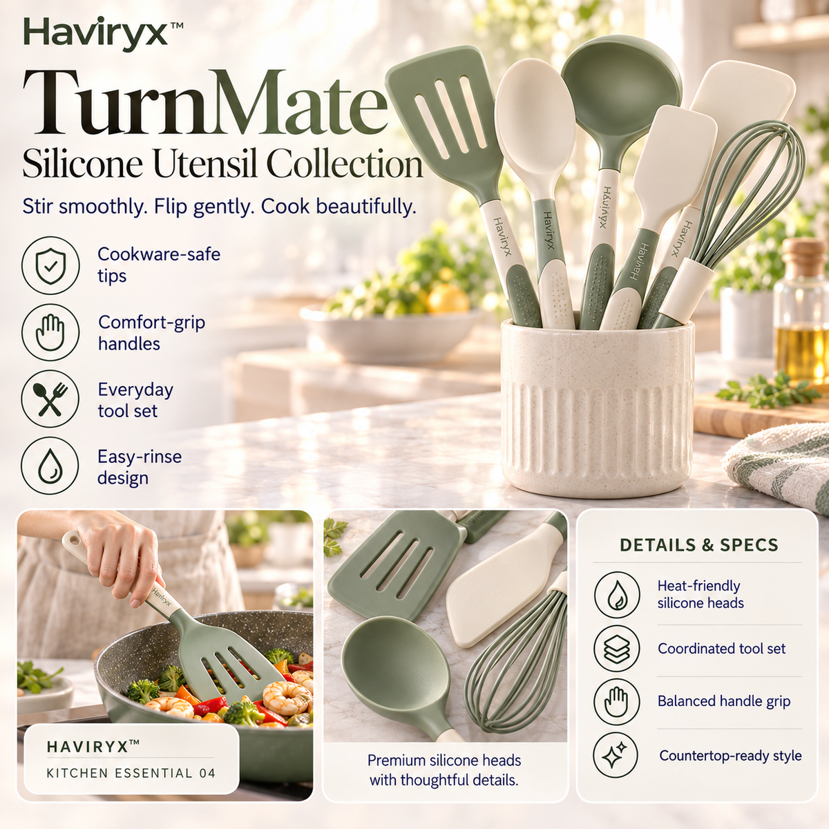 Haviryx™ TurnMate Silicone Utensil Collection
