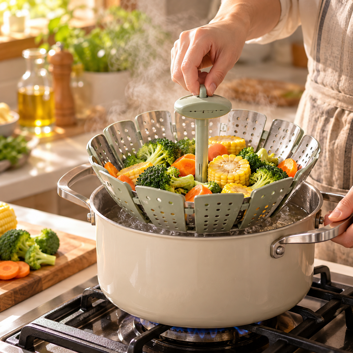Haviryx™ SteamArc Foldable Steaming Basket