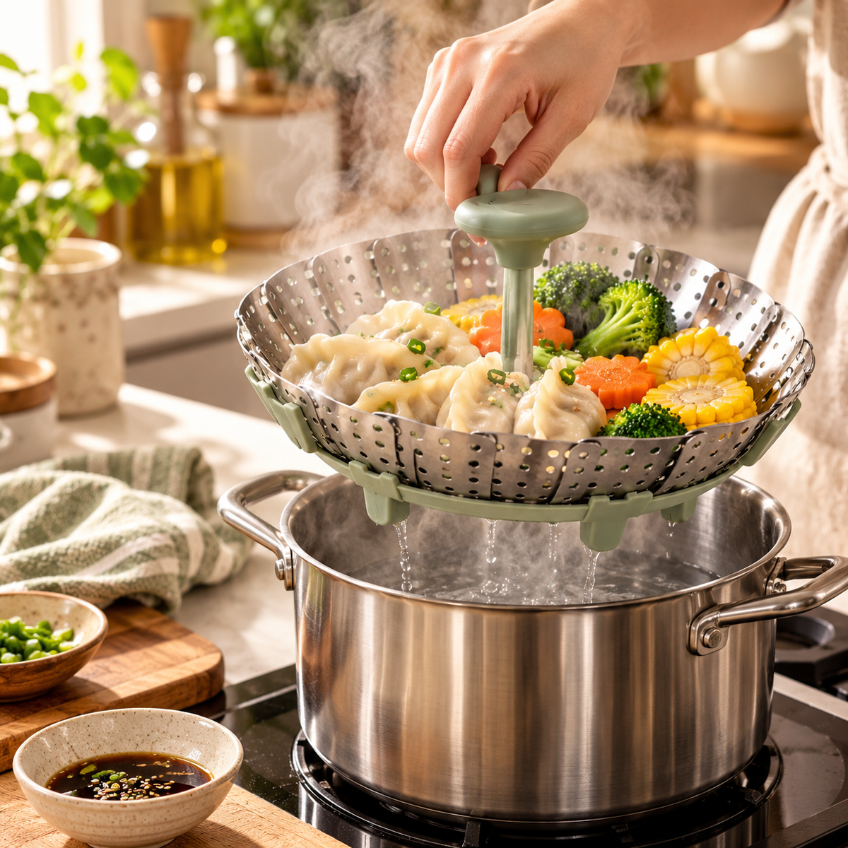 Haviryx™ SteamArc Foldable Steaming Basket